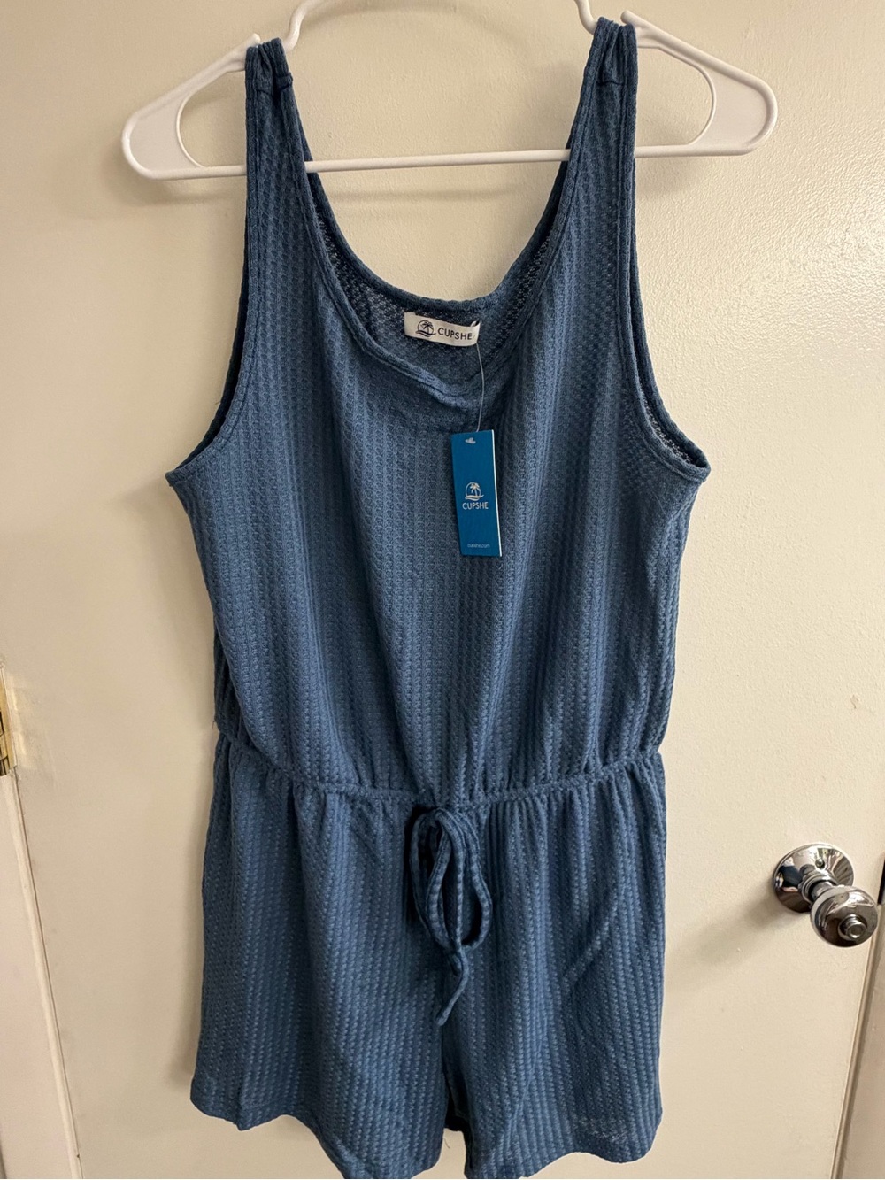 Cupshe Kids Denim Blue Sleeveless Waffle Romper